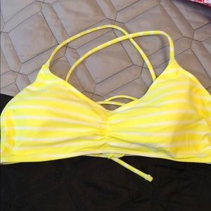 Yellow/white striped bikini top